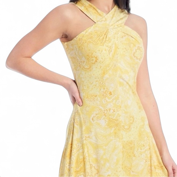 Michael Michael Kors Sleeveless Mini Dress XL – Yellow Floral Paisley, NWT - Picture 4 of 15